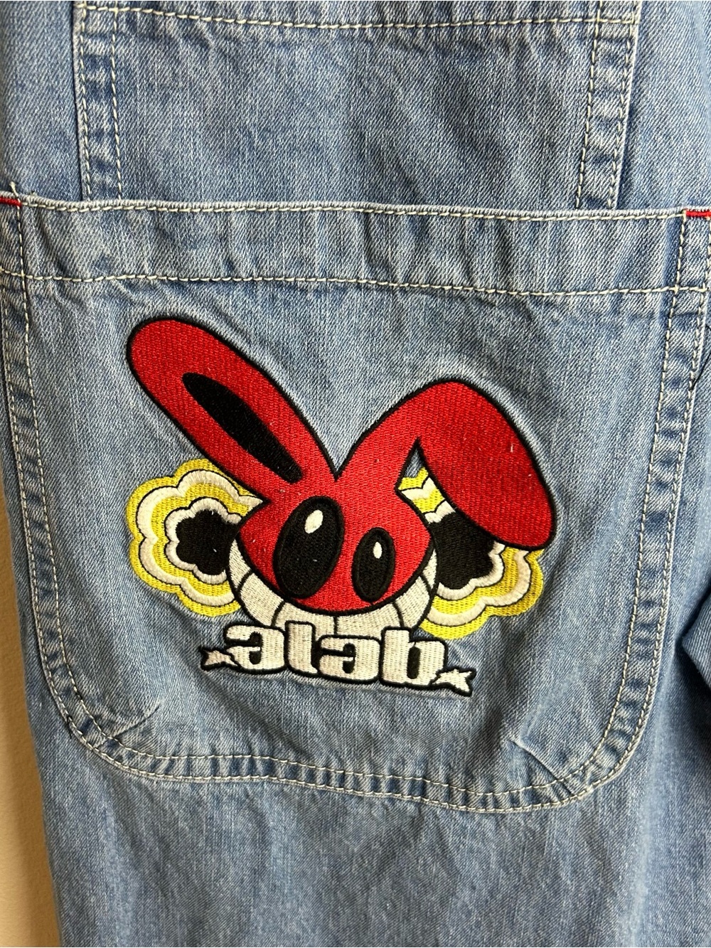 A. LAB Y2K Wide Leg Baggy Jeans | Rave Skater Grunge Denim 42 - Picture 10 of 12